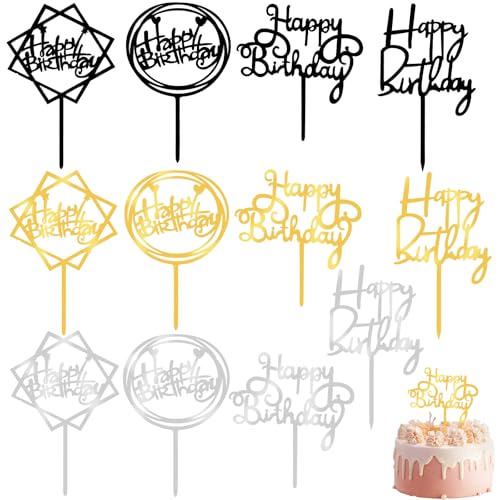 luckaide Happy Birthday Tortendeko, 12 Stück Cake Topper Geburtstag Happy Birthday Tortendeko Gold, Happy Birthday Topper, Verschiedene Formen Acryl Glitter Geburtstag für Mädchen, Kinder, Hochzeit luckaide Happy Birthday Tortendeko, 12 Stück Cake Topper Geburtstag Happy Birthday Tortendeko Gold, Happy Birthday Topper, Verschiedene Formen Acryl Glitter Geburtstag für Mädchen, Kinder, Hochzeit von luckaide