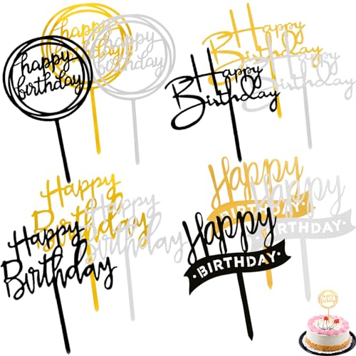 luckaide Happy Birthday Tortendeko, 12 Stück Cake Topper Happy Birthday Tortendeko Gold, Happy Birthday Topper, Verschiedene Formen Acryl Glitter Geburtstag für Mädchen, Kinder, Hochzeit(Gemischter) luckaide Happy Birthday Tortendeko, 12 Stück Cake Topper Happy Birthday Tortendeko Gold, Happy Birthday Topper, Verschiedene Formen Acryl Glitter Geburtstag für Mädchen, Kinder, Hochzeit(Gemischter) von luckaide