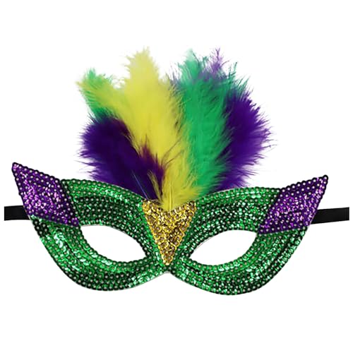luoluoluo Maskenball Masken Glitzer Venezianische Maske Damen Herren Masquerade Party Decor Maske Karneval Venedig Bunt Silvester Maske Mit Feder Männer Frauen Faschingsmasken von luoluoluo