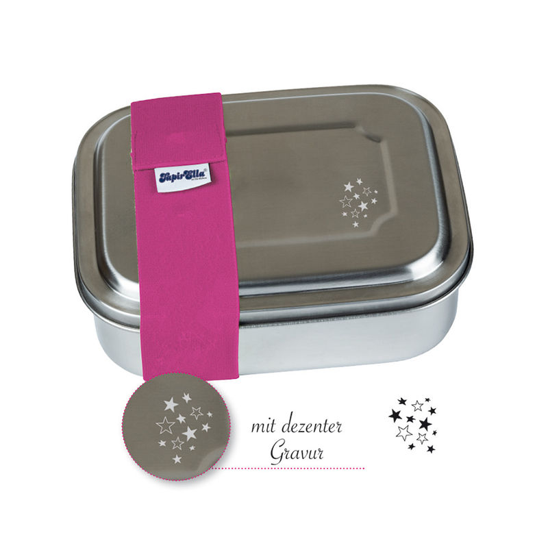 Edelstahl-Brotdose TAPIRELLA – STERNCHEN 4-teilig in silber/pink von lutz mauder verlag