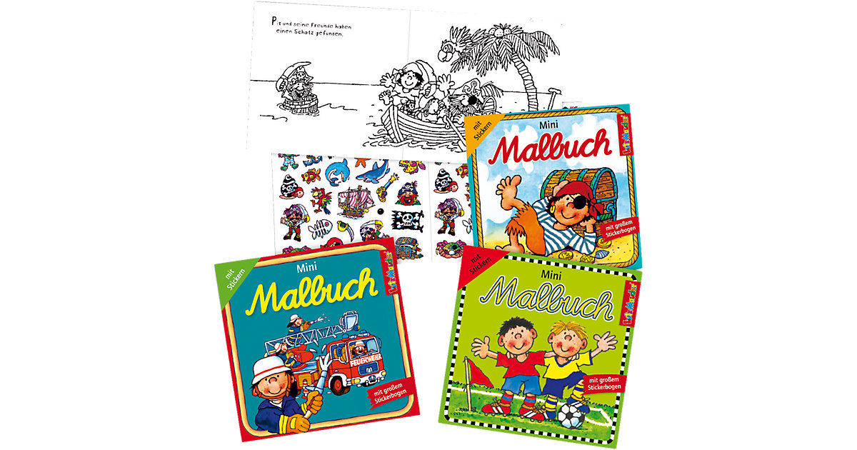 Mini-Malbücher Jungen, 3 Stück, inkl. Sticker grün-kombi Mini-Malbücher Jungen, 3 Stück, inkl. Sticker grün-kombi von Lutz Mauder