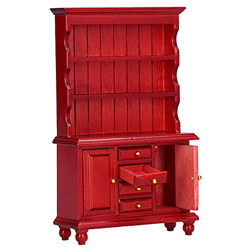 1:12 Dollhouse Holzbuchbuch Schrank Mini Möbel Spielzeug Möbel Display Showcase Dekoration Sideboardzubehör (Redwood Color) von lvifloae