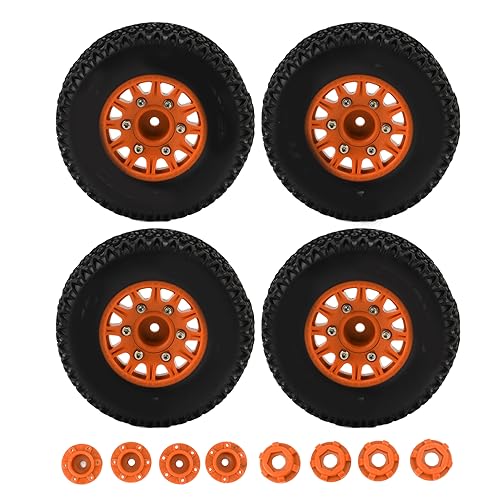 4 PCs RC KurzzeitlKW -LKW -Reifen Langlebige Hochleistungs -Off -Straßen -Gummi -Reifen mit 12 mm 14 mm 17 mm Sechskantadapter für arrma senton traxxas Slash 1/10 Skala RC -Autos (Orange) von lvifloae