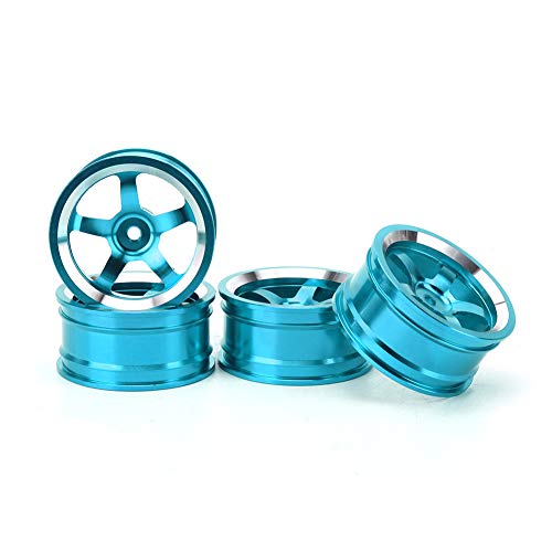 4PCS 1/10 fern gesteuerte Auto-Reifen Aluminium Zubehör Fernbedienung Auto-Reifen Fernsteuerung Teile Autozubehör für Hsp 94123 Travel Drift Car (Blau) von lvifloae