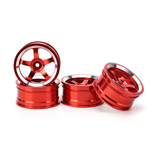 4PCS 1/10 fern gesteuerte Auto-Reifen Aluminium Zubehör Fernbedienung Auto-Reifen Fernsteuerung Teile Autozubehör für Hsp 94123 Travel Drift Car (Rot) von lvifloae