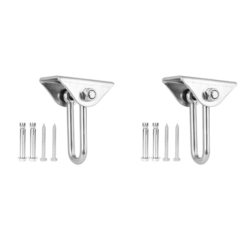 lvifloae 1-4 stücke Robuste Deckenhaken, Schaukelhalterungen, Edelstahl-Schaukelhaken, D-Typ-Aufhängung, Schaukelaufhänger, Haken, Feste Platte, Zubehör für Hängematte, Stuhl, Pod, (2 stücke) von lvifloae
