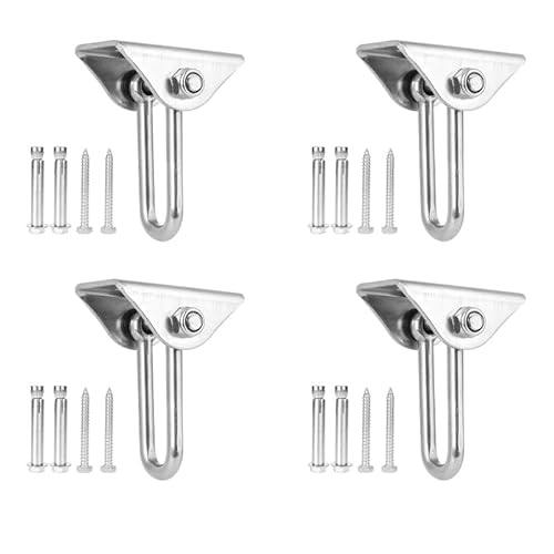 lvifloae 1-4 stücke Robuste Deckenhaken, Schaukelhalterungen, Edelstahl-Schaukelhaken, D-Typ-Aufhängung, Schaukelaufhänger, Haken, Feste Platte, Zubehör für Hängematte, Stuhl, Pod, (4 stücke) von lvifloae