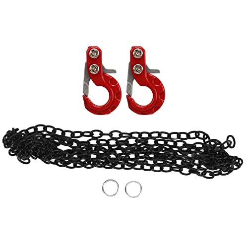 lvifloae 2Pcs Remote Control Trailer Hook Aluminium Alloy Anti RC Trailer Chain High Strength Wear RC Car Hook for SCX10 1/10 R/C Car Model Black (Red) von lvifloae