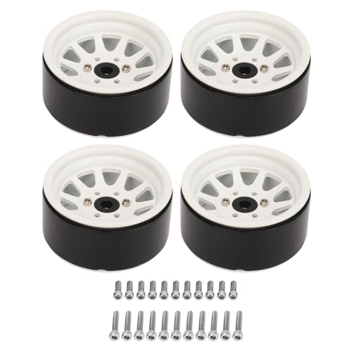 lvifloae 4PCS RC Felgensatz Zinklegierungsstahl Universal 1,9 Zoll 10 Felgen RC Crawler Auto Radnabe für Axial SCX10 II III Schwarz (Weiß) von lvifloae