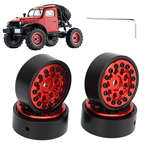 lvifloae 4pcs 1,0 -Zoll -Rad -Hubs Aluminium -Legierungs -Hub -Blockblock mit 9 runden Löchern für FMS FCX24 Crawler Fernbedienungskletterwagen Schwarz (Rot) von lvifloae