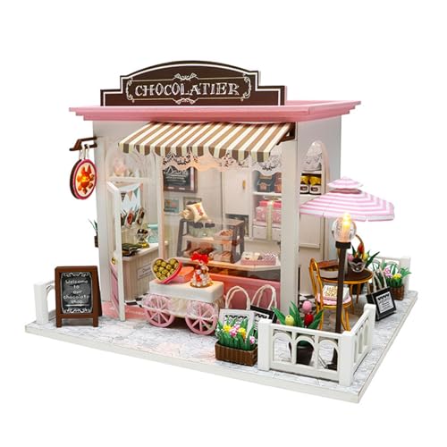 lvifloae DIY-Miniaturhaus-Set, Mini-Puppenhaus, Puppenhaus, Miniatur-DIY-Minihaus-Set mit LED-Lichtern und Möbeln für Set, Geburtstagse, Heimdekoration (Stil 1) von lvifloae