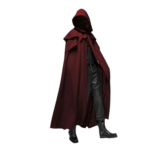 lvifloae Schwarzer Umhang mit Hauben Voldemort Kostüm Halloween Kapuze Capes für Männer und Frauen Cosplay -Kostüme mittelalterlichen Gothic Capes Halloween Party Requisiten (M) von lvifloae