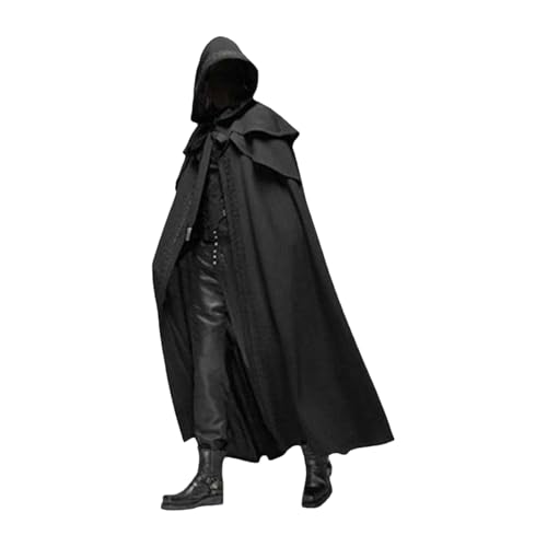 lvifloae Schwarzer Umhang mit Hauben Voldemort Kostüm Halloween Kapuze Capes für Männer und Frauen Cosplay -Kostüme mittelalterlichen Gothic Capes Halloween Party Requisiten (M) von lvifloae