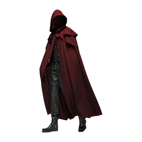 lvifloae Schwarzer Umhang mit Hauben Voldemort Kostüm Halloween Kapuze Capes für Männer und Frauen Cosplay -Kostüme mittelalterlichen Gothic Capes Halloween Party Requisiten (XL) von lvifloae