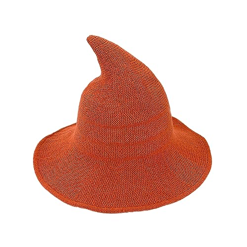 lvifloae Wolle Hexenhut, faltbare Strickzauberer -Hut -Hexenkostüm für en -Zauberer -Cosplay -Kostüme Outfits Halloween Accessoires für Rollenspiele, Partys, Alltagsniveau usw. (Orange) von lvifloae