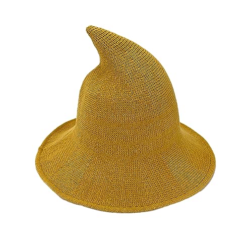 lvifloae Wolle Hexenhut, faltbare Strickzauberer -Hut -Hexenkostüm für en -Zauberer -Cosplay -Kostüme Outfits Halloween Accessoires für Rollenspiele, Partys, Alltagsniveau usw. (Yellow) von lvifloae