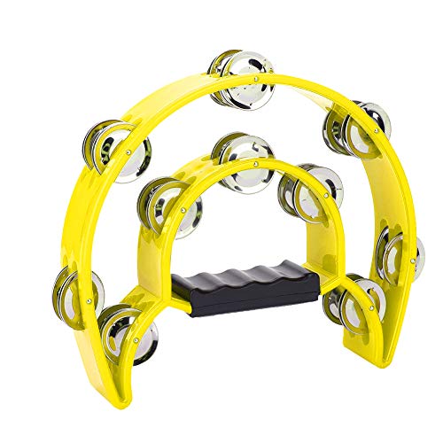 lvifloae halb mondform Musik Handdrum Doppelreihe Bell Drum Percussion Instrument Handheld Percussion Hand Ergonomic Griff für Erwachsene Kirchen KTV -Parteien geeignet (Gelb) von lvifloae