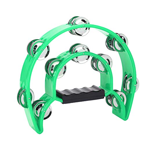 lvifloae halb mondform Musik Handdrum Doppelreihe Bell Drum Percussion Instrument Handheld Percussion Hand Ergonomic Griff für Erwachsene Kirchen KTV -Parteien geeignet (Grün) von lvifloae