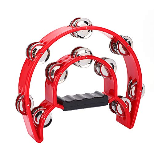 lvifloae halb mondform Musik Handdrum Doppelreihe Bell Drum Percussion Instrument Handheld Percussion Hand Ergonomic Griff für Erwachsene Kirchen KTV -Parteien geeignet (Rot) von lvifloae
