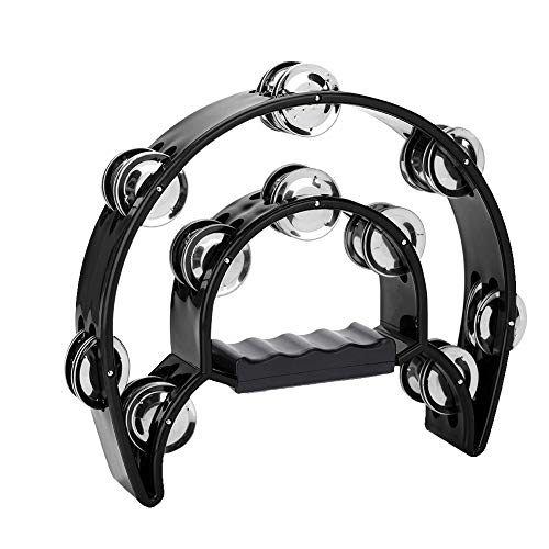 lvifloae halb mondform Musik Handdrum Doppelreihe Bell Drum Percussion Instrument Handheld Percussion Hand Ergonomic Griff für Erwachsene Kirchen KTV -Parteien geeignet (Schwarz) von lvifloae
