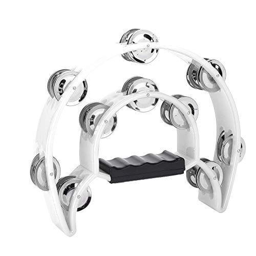 lvifloae halb mondform Musik Handdrum Doppelreihe Bell Drum Percussion Instrument Handheld Percussion Hand Ergonomic Griff für Erwachsene Kirchen KTV -Parteien geeignet (Weiß) von lvifloae