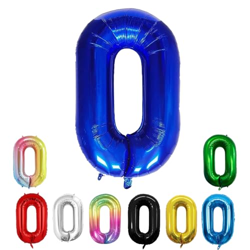 Geburtstags-Zahlenballons XXL-Riesen-Folienballons 40 Zoll – 101 cm Luftballons Geburtstag Jungen Mädchen Babyparty Geburtstagsdekorationen Jubiläumsparty-Dekorationen (Blau, 0) von lxmydm