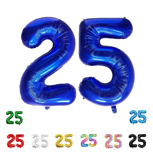 Geburtstags-Zahlenballons XXL-Riesen-Folienballons 40 Zoll – 101 cm Luftballons Geburtstag Jungen Mädchen Babyparty Geburtstagsdekorationen Jubiläumsparty-Dekorationen (Blau, 25) von lxmydm