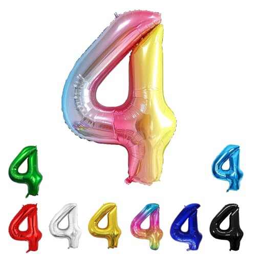 Geburtstags-Zahlenballons XXL-Riesen-Folienballons 40 Zoll – 101 cm Luftballons Geburtstag Jungen Mädchen Babyparty Geburtstagsdekorationen Jubiläumsparty-Dekorationen (Farbverlauf, 4) von lxmydm