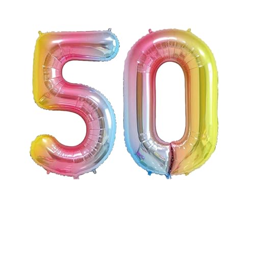 Geburtstags-Zahlenballons XXL-Riesen-Folienballons 40 Zoll – 101 cm Luftballons Geburtstag Jungen Mädchen Babyparty Geburtstagsdekorationen Jubiläumsparty-Dekorationen (Farbverlauf, 50) von lxmydm