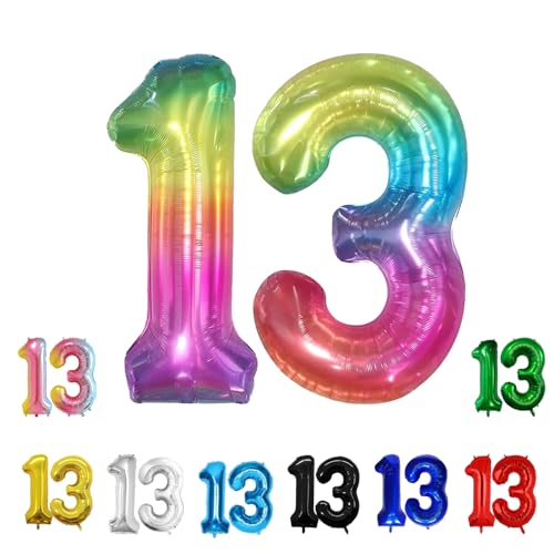 Geburtstags-Zahlenballons XXL-Riesen-Folienballons 40 Zoll – 101 cm Luftballons Geburtstag Jungen Mädchen Babyparty Geburtstagsdekorationen Jubiläumsparty-Dekorationen (Geleefarbe, 13) von lxmydm