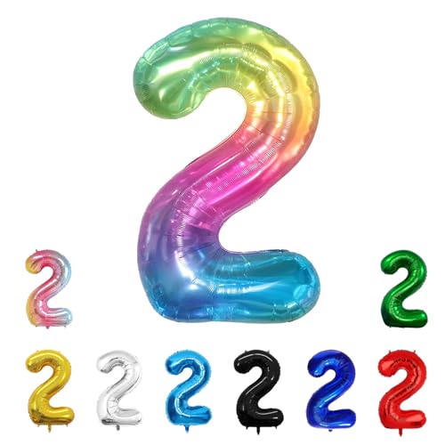Geburtstags-Zahlenballons XXL-Riesen-Folienballons 40 Zoll – 101 cm Luftballons Geburtstag Jungen Mädchen Babyparty Geburtstagsdekorationen Jubiläumsparty-Dekorationen (Geleefarbe, 2) von lxmydm