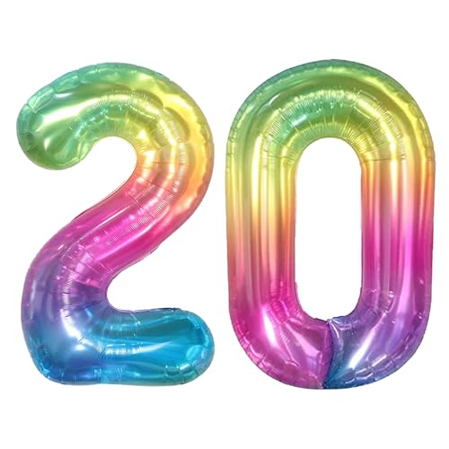 Geburtstags-Zahlenballons XXL-Riesen-Folienballons 40 Zoll – 101 cm Luftballons Geburtstag Jungen Mädchen Babyparty Geburtstagsdekorationen Jubiläumsparty-Dekorationen (Geleefarbe, 20) von lxmydm