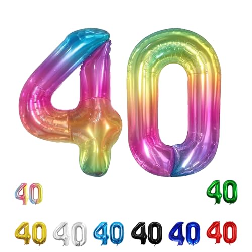 Geburtstags-Zahlenballons XXL-Riesen-Folienballons 40 Zoll – 101 cm Luftballons Geburtstag Jungen Mädchen Babyparty Geburtstagsdekorationen Jubiläumsparty-Dekorationen (Geleefarbe, 40) von lxmydm
