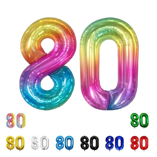 Geburtstags-Zahlenballons XXL-Riesen-Folienballons 40 Zoll – 101 cm Luftballons Geburtstag Jungen Mädchen Babyparty Geburtstagsdekorationen Jubiläumsparty-Dekorationen (Geleefarbe, 80) von lxmydm