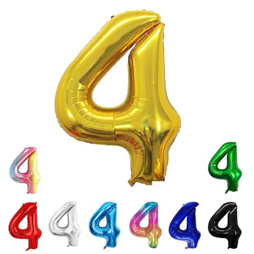 Geburtstags-Zahlenballons XXL-Riesen-Folienballons 40 Zoll – 101 cm Luftballons Geburtstag Jungen Mädchen Babyparty Geburtstagsdekorationen Jubiläumsparty-Dekorationen (Gold, 4) von lxmydm