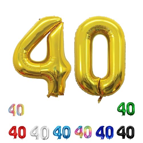 Geburtstags-Zahlenballons XXL-Riesen-Folienballons 40 Zoll – 101 cm Luftballons Geburtstag Jungen Mädchen Babyparty Geburtstagsdekorationen Jubiläumsparty-Dekorationen (Gold, 40) von lxmydm