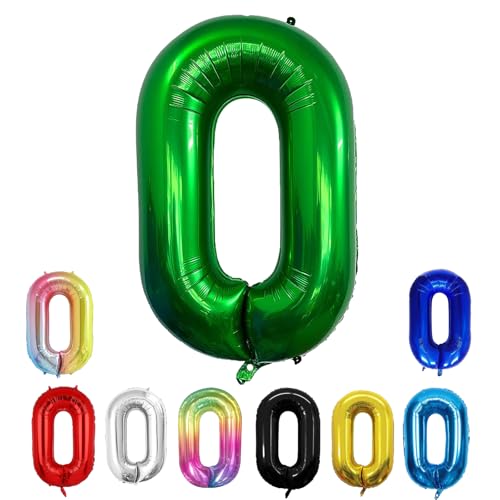 Geburtstags-Zahlenballons XXL-Riesen-Folienballons 40 Zoll – 101 cm Luftballons Geburtstag Jungen Mädchen Babyparty Geburtstagsdekorationen Jubiläumsparty-Dekorationen (dunkelgrün, 0) von lxmydm