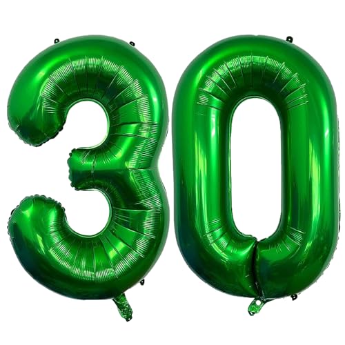 Geburtstags-Zahlenballons XXL-Riesen-Folienballons 40 Zoll – 101 cm Luftballons Geburtstag Jungen Mädchen Babyparty Geburtstagsdekorationen Jubiläumsparty-Dekorationen (dunkelgrün, 30) von lxmydm