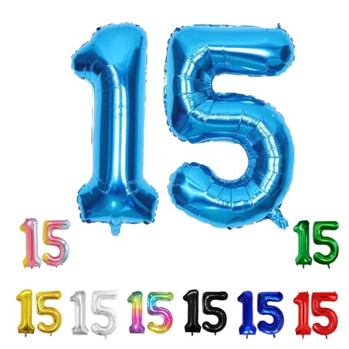 Geburtstags-Zahlenballons XXL-Riesen-Folienballons 40 Zoll – 101 cm Luftballons Geburtstag Jungen Mädchen Babyparty Geburtstagsdekorationen Jubiläumsparty-Dekorationen (hellblau, 15) von lxmydm