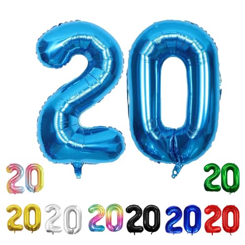 Geburtstags-Zahlenballons XXL-Riesen-Folienballons 40 Zoll – 101 cm Luftballons Geburtstag Jungen Mädchen Babyparty Geburtstagsdekorationen Jubiläumsparty-Dekorationen (hellblau, 20) von lxmydm