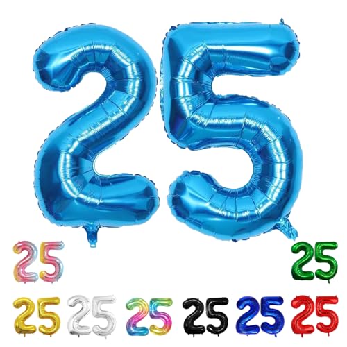 Geburtstags-Zahlenballons XXL-Riesen-Folienballons 40 Zoll – 101 cm Luftballons Geburtstag Jungen Mädchen Babyparty Geburtstagsdekorationen Jubiläumsparty-Dekorationen (hellblau, 25) von lxmydm