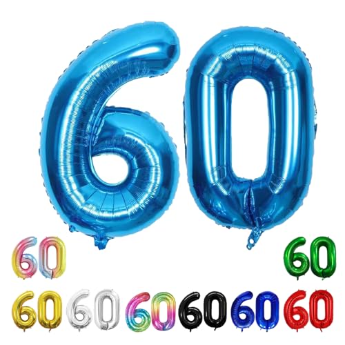 Geburtstags-Zahlenballons XXL-Riesen-Folienballons 40 Zoll – 101 cm Luftballons Geburtstag Jungen Mädchen Babyparty Geburtstagsdekorationen Jubiläumsparty-Dekorationen (hellblau, 60) von lxmydm