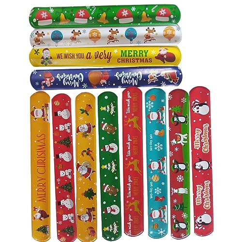 lxuebaix 100 Stück Weihnachts-Slap-Armbänder für Kinder, lustige und Festival-Armbänder für Weihnachtsfeiertaschen, Armbänder, Dekor von lxuebaix