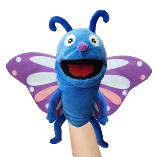 LXYJOYIN Handpuppen Spielzeug Set für Kinder,Freunde Im Tiergarten, Deluxe plüschtiere Kinderhandpuppen mit beweglichem offenem Mund für Vorschulkinder, Geburtstagsgeschenk-Schmetterling von lxyjoyin