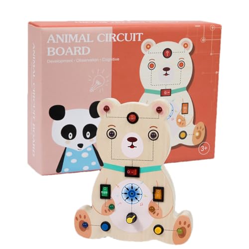 lyanny Fidget Board, Sensory Board für Kleinkinder | Sensorisches Board mit 8 LED-Lichtschaltern - Lernspielzeug aus Holz, frühe Feinmotorik, sensorisches Reisespielzeug für Kinder ab 3 Jahren von lyanny
