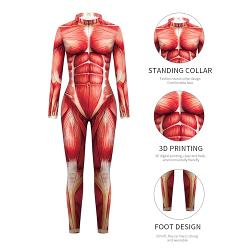 lyanny Muskel Body Suit Kostüm - Muskeldruck Cosplay Ganzkörperanzug Karneval Kostüm Halloween Einteiler | Vollkörper Catsuit für Rollenspiel Bühnenevents Mottopartys von lyanny
