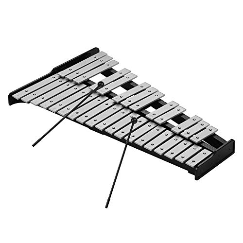lyrlody Aluminiumplatte Glockenspiel, 32 Notizen Xylophon Silberplatten Percussion Instrument mit Hämmern, die Tasche Tragen von lyrlody