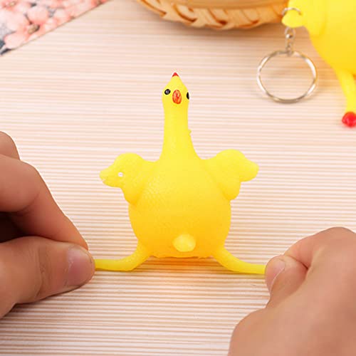 lyrlody Lustiger Hühnchen -Squeeze -Spielzeug Keychain Süße Cartoon Chicken Stress Relief Toy mit Eierraschungsüberraschung für Geburtstagsgeschenk Weiche Gummi 3.5in von lyrlody