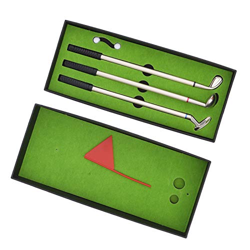 lyrlody Mini Pen Set Desktop Puting Green Set mit 3 Club Stifte 2 Bälle Flaggen für Büro -Wohnkultur Geschenk für Papa Männer Frauen Frauen von lyrlody