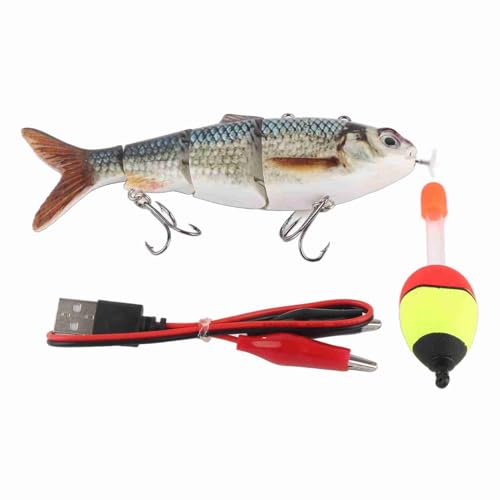 lyrlody Robotic Swimming Lure, Elektrischer Köder mit grünem LED-Licht und schwimmender Fischsimulation, für Tag Nachtfischen mit Schwimmer und Linie von lyrlody